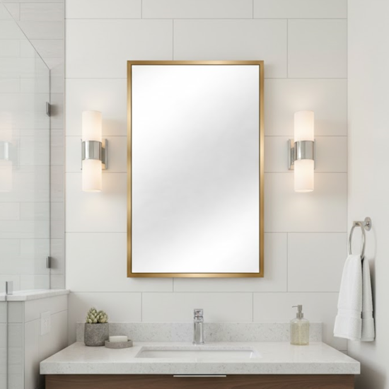 Зеркало в металлической раме Розовое золото брашированный глянец RF002