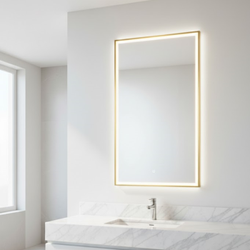 Зеркало с фронтальной и задней фоновой подсветкой в алюминиевой раме Золото RF010