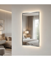 Зеркало с задней фоновой подсветкой в алюминиевой раме Хром RF014