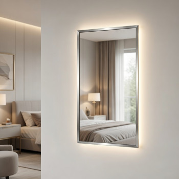 Зеркало с подсветкой в алюминиевой раме Хром RF014