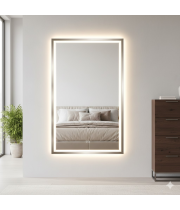 Зеркало с фронтальной и задней фоновой подсветкой в алюминиевой раме Никель RF015