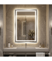 Зеркало с комбинированной фронтальной и задней фоновой подсветкой в алюминиевой раме Хром RF017