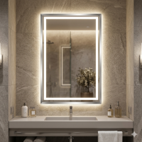 Зеркало с фронтальной и задней фоновой подсветкой в алюминиевой раме Хром RF017