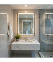 Зеркало с фронтальной и тыльной контурной подсветкой в алюминиевой раме Хром RF018