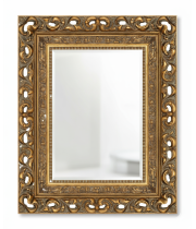 Зеркало с фацетом в деревянной багетной золотой декоративной раме Маргарита 003