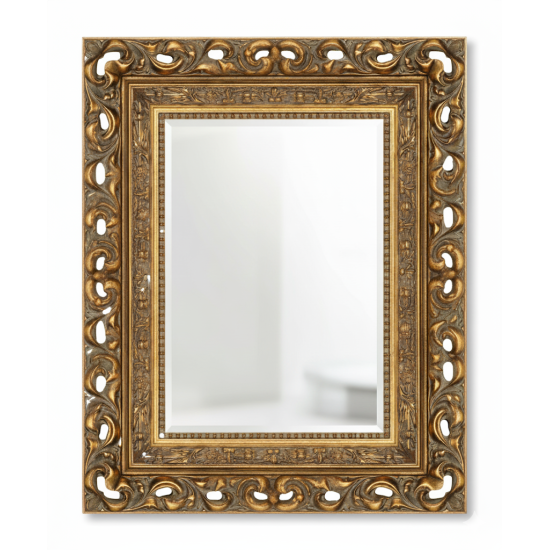 Зеркало с фацетом в деревянной багетной золотой декоративной раме Маргарита 003