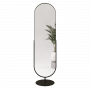 Овальное напольное поворотное зеркало на подставке в чёрной металлической раме Мариус