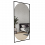 Овальное большое настенное и напольное зеркало в металлической черной раме Адриан