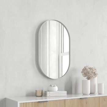Овальное зеркало капсульной формы Альта Мини Белое