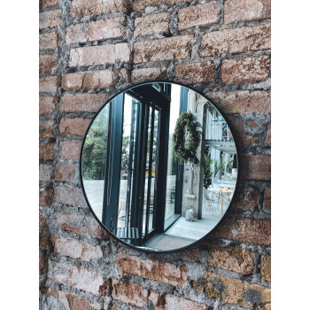 Круглое зеркало в металлической раме Амстердам Черное