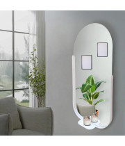 Зеркало настенное в белой металлической раме с полкой Армониа