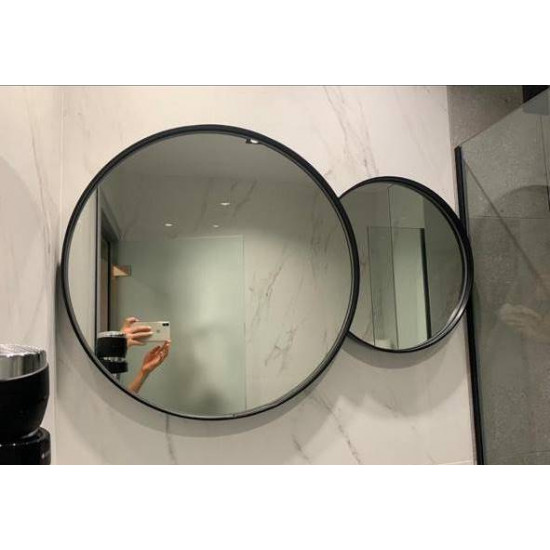 Двойное круглое зеркало в черной металлической раме Элин