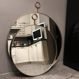 Круглое зеркало с кольцом в металлической раме Майра Бронза