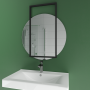 Круглое зеркало в черной декоративной металлической раме Мэлори