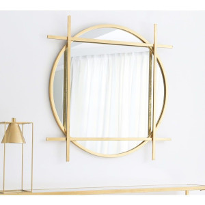 Круглое зеркало в золотой декоративной металлической раме Мэрил