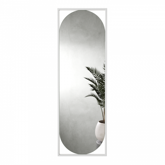 Овальное зеркало в металлической белой раме Мидвилл 2