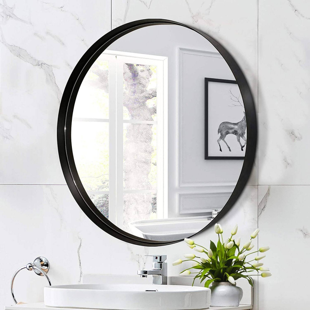 Зеркало с подсветкой для ванной комнаты в черной раме из металла Фрейм Блэк
