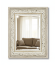 Настенное зеркало с фацетом в белой пластиковой раме в классическом стиле Азалия 001 