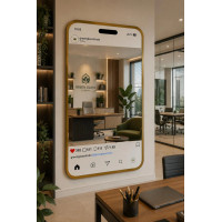 Инстаграмное зеркало в золотой раме IG005