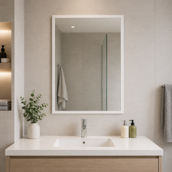 Зеркало в белой деревянной раме Сноу