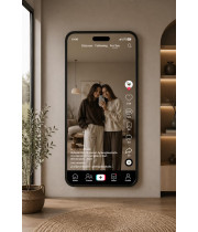 Зеркало в стиле Тик-Ток для селфи и фотозоны в чёрной раме IG008