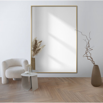 Зеркало большое настенное и напольное в полный рост в золотой раме М02