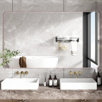 Зеркало в розовой раме с закруглёнными углами N026