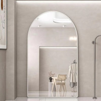 Напольное и настенное большое зеркало-арка c закруглёнными углами в белой раме Оскар 4