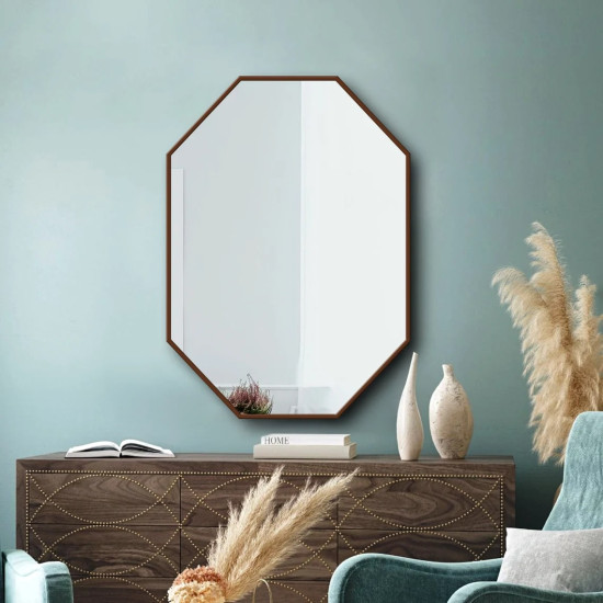 Зеркало восьмиугольное в коричневой раме Браун Спаркл