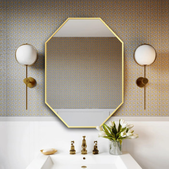 Зеркало восьмиугольное в золотой раме Голд Спаркл