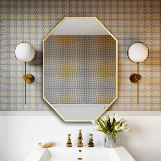 Зеркало восьмиугольное в золотой раме Голд Спаркл