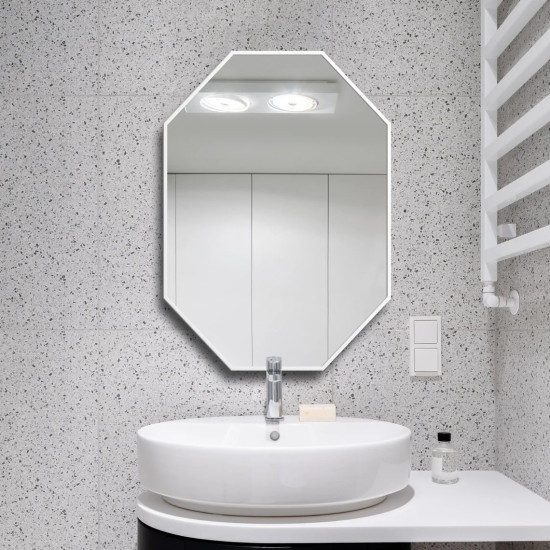 Зеркало восьмиугольное в белой раме Вайт Спаркл