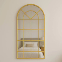 Зеркало-окно в форме арки большое напольное и настенное в полный рост в золотой раме Антика