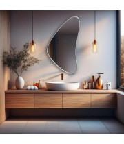 Настенное дизайнерское зеркало неправильной формы в белой раме Кадера