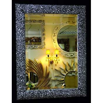 Интерьерное зеркало в багете «Жизель» Чернёное Серебро