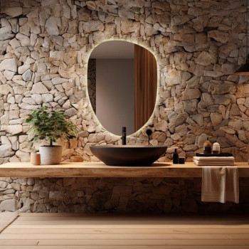 Настенное асимметричное зеркало с LED подсветкой Дюна