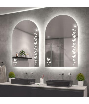 Зеркало-арка с пескоструйным рисунком с подсветкой Бабочки