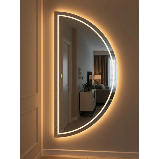 Полукруглое большое зеркало с фронтальной и задней фоновой подсветкой Долис