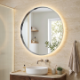Круглое зеркало c подсветкой в тонкой раме из нержавеющей стали Неола Стиль