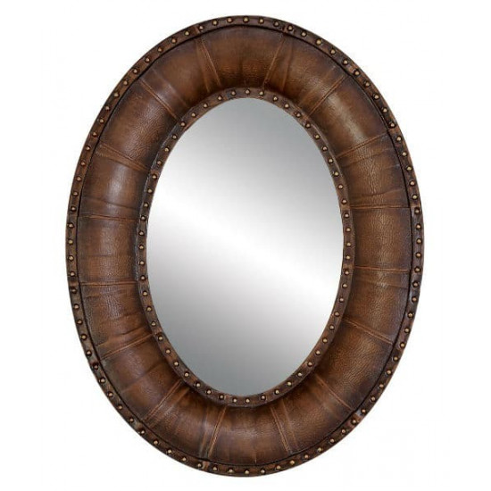 Овальное зеркало в мягкой раме из экокожи «Марьяна»