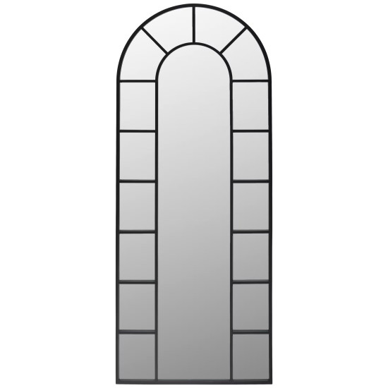 Напольное и  настенное зеркало в виде окна арочной формы в чёрной раме Орнелла 005