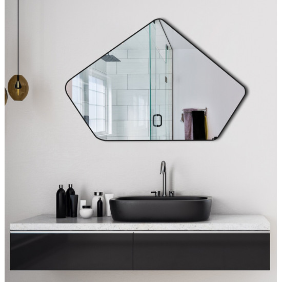 Зеркало в форме неправильного пятиугольника в чёрной раме Пентагон