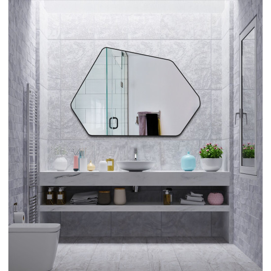 Настенное шестигранное зеркало в раме Фандэнго