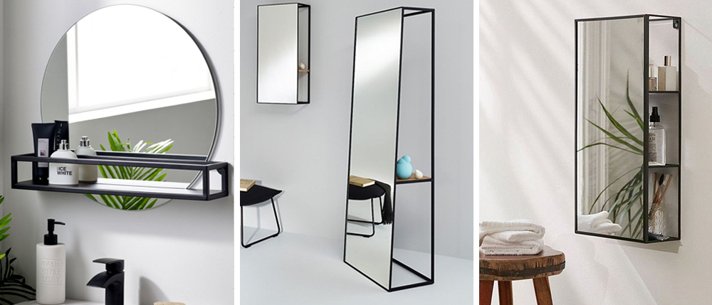 Зеркало в интерьере ванной в шведском стиле