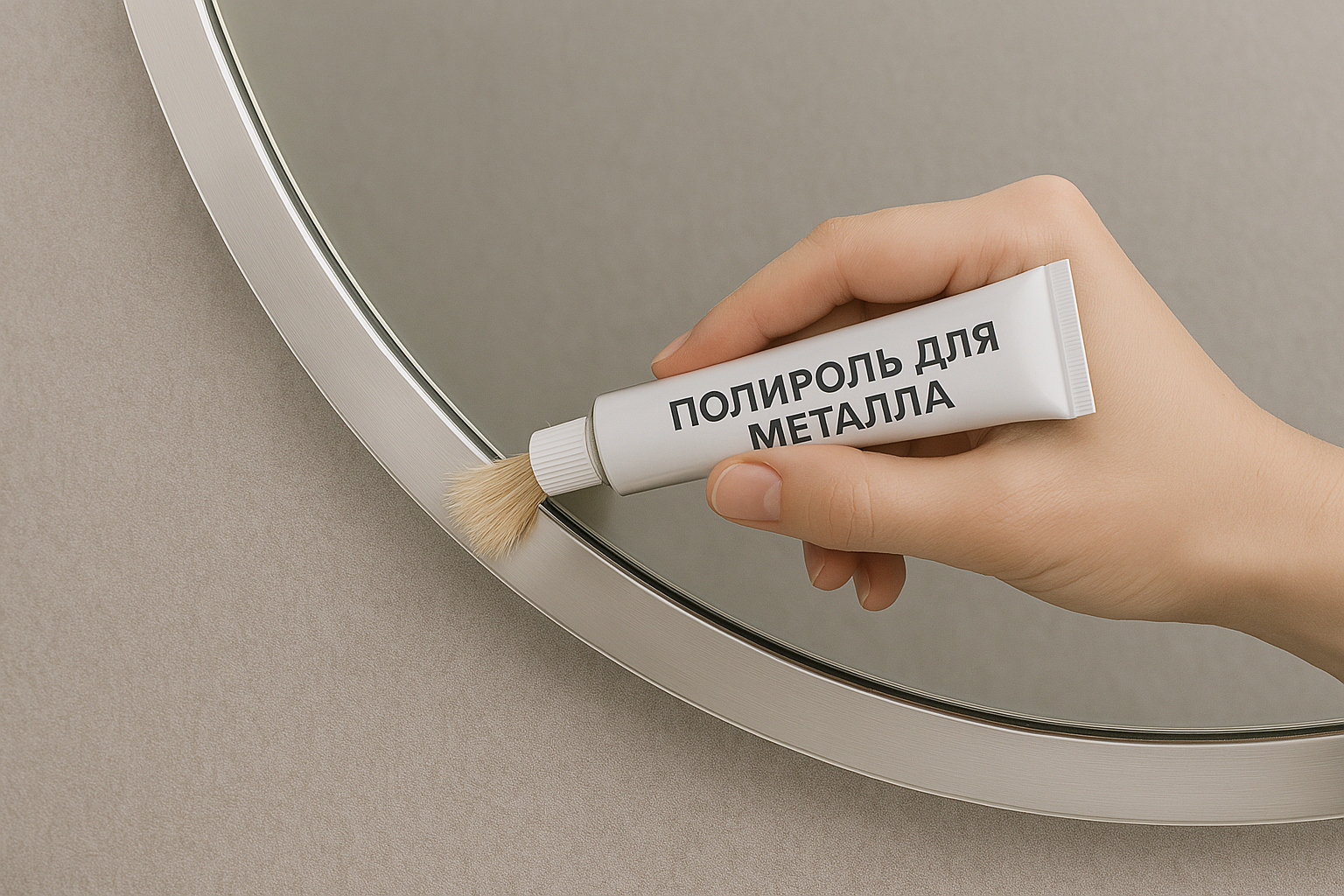Пример ухода за металлической рамой на зеркале с подсветкой
