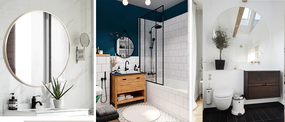 Зеркала в скандинавском стиле в интерьере ванной